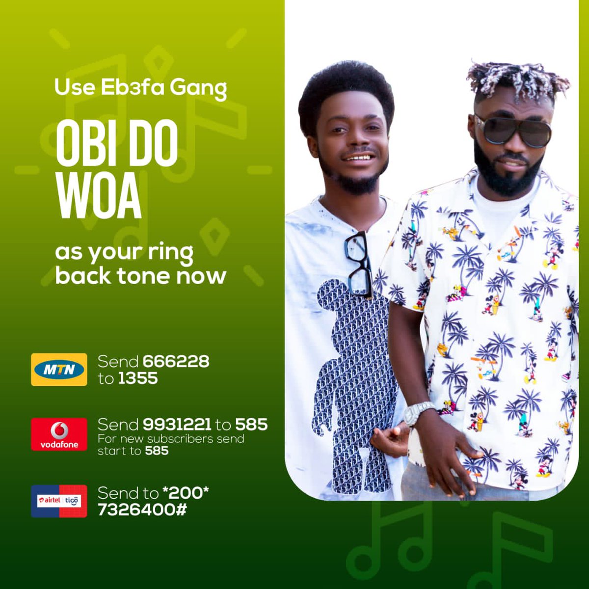 Eb3faG's tweet photo. Hi please kindly select your favorite song as a Caller Tune on all the networks by simply dialing and following the procedures below
Your support and contribution mean a lot to this brand
Thank you all
#uniquestarentertainment https://t.co/OUnYii3CRh
