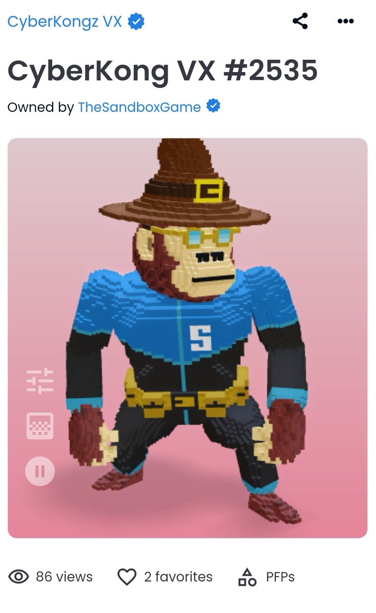 CyberKongz's tweet photo. Hey @TheSandboxGame! What's going on over there? 😂

Great VX pick up! 🦍💙 https://t.co/N2pZzMJAYJ
