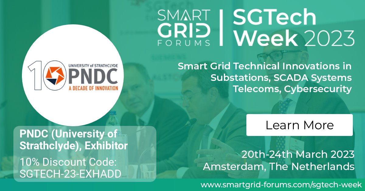 PNDC_UK's tweet photo. We are pleased to be exhibiting at #SmartGridForums #SGTechWeek2023 in March, Amsterdam.
Please join us there using our 10% discount code:
SGTECH-23-EXHADD
ℹ️ Learn more about SGTech Week 2023:
https://t.co/QqKRFzX5KH
#UtilityTelecoms
#DigitalSubstation
#IEC61850 https://t.co/ytHXuaGJkg