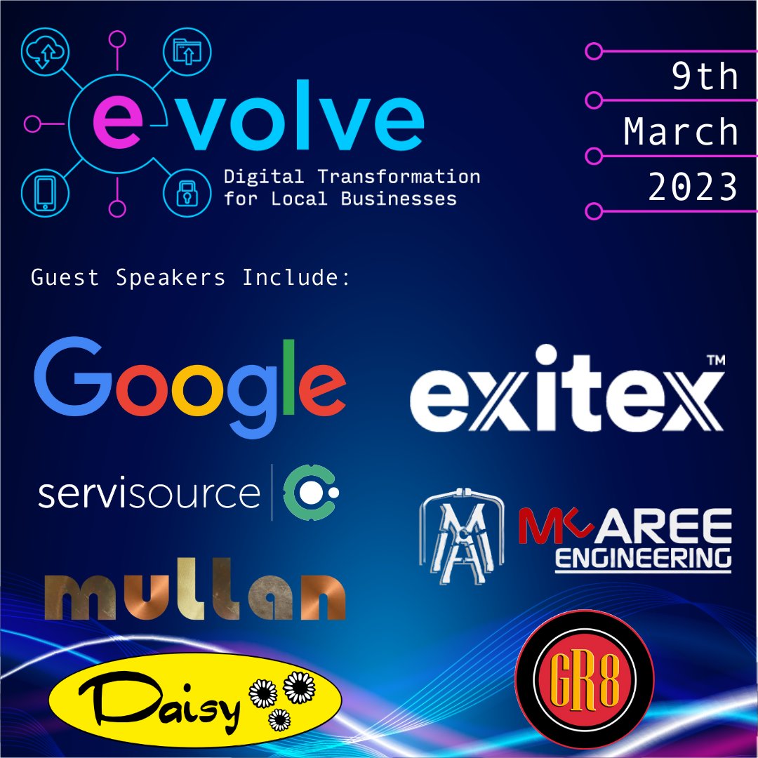 Taking the fear factor from Digitalisation! Looking forward to hearing from Google & local case studies, who will discuss how digital solutions have helped their businesses. Register via bit.ly/Evolve23 Suitable for #manufacturing #service #hospitality #retail