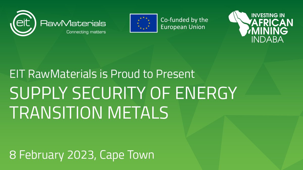 We were delighted to present at the Investing in African <a href="/MiningIndaba/">Mining Indaba</a> conference today. Europe must continue to promote supply &amp; trade agreements with like-minded countries. This is a key EIT RawMaterials recommendation to the #CriticalRawMaterials Act: eitrm.eu/CRMAct.