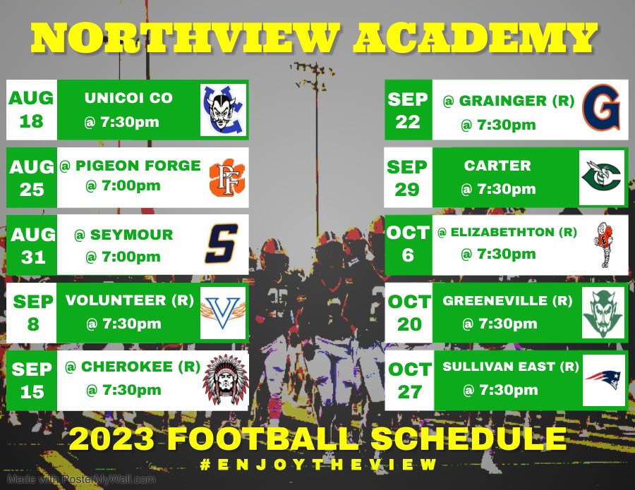 🚨2023 Varsity Football Schedule 🚨 #FootballOnTheHill #EnjoyTheView #RelentlessEffort