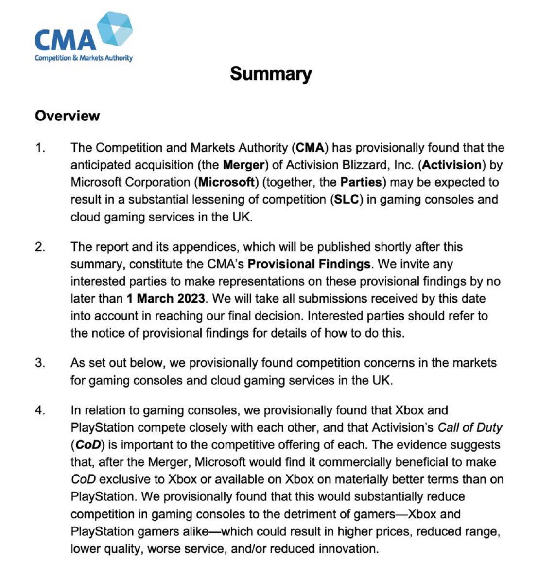 CMA Expects to Reach Provisional Decision on Microsoft's