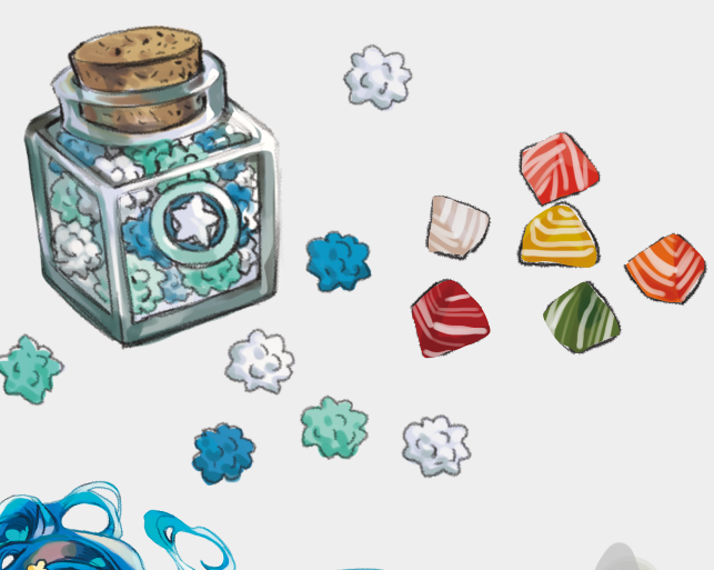 友達にプレゼントするためのステッカー製作用の絵だったのでオブジェクトを追加した❗️❗️❗️フランス在住で好きだった飴を追加しました。 懐かしい😋💕 