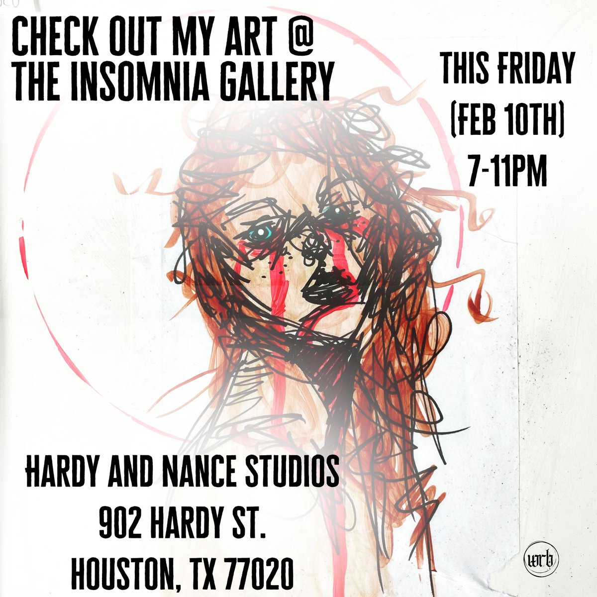 Come see my art on display and for sale #theinsomniagallery for the #loveyoutodeath Art Show Dedicated to Love and Loss ! At the #hardyandnancestudios in #houstontx Friday Feb 10th 7-10 pm!