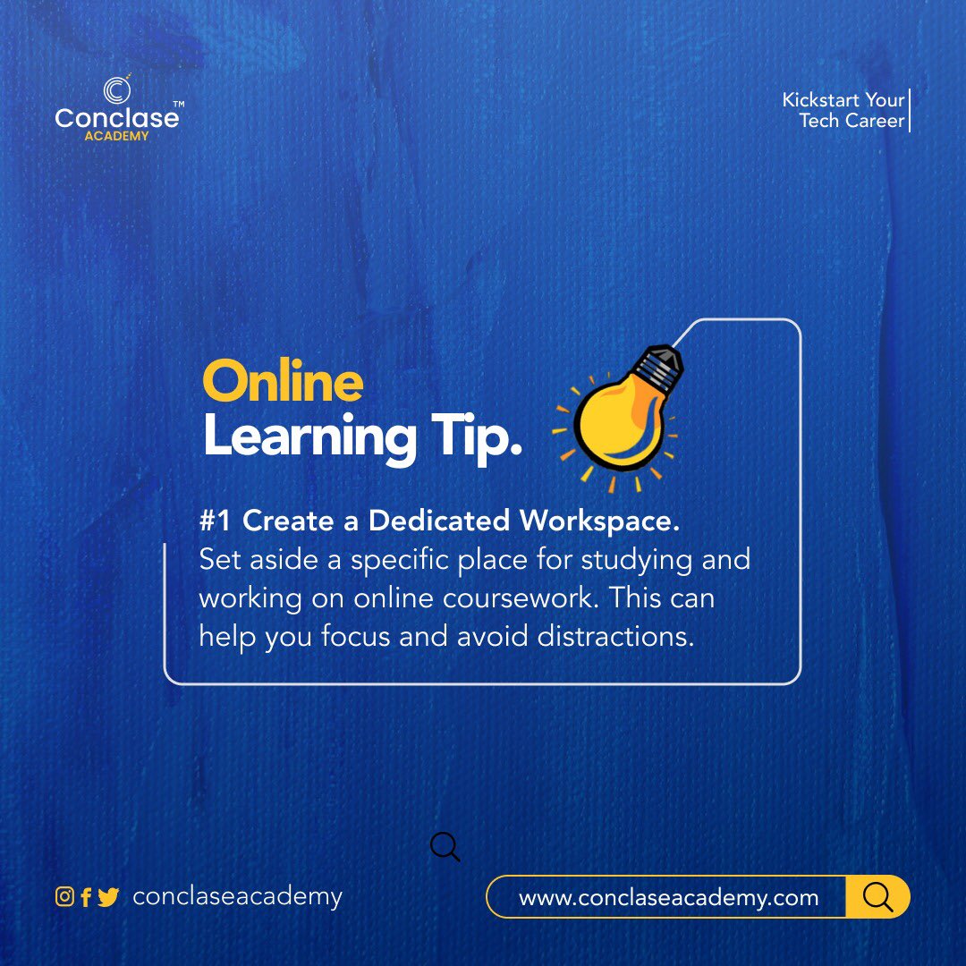 Your workspace is a physical reflection of how productive you want to be.

Do you have a workspace for learning or working? 

#conclashq #conclaseacademy #tech #techschool #techacademy #learning #learningtips #onlinelearningtips