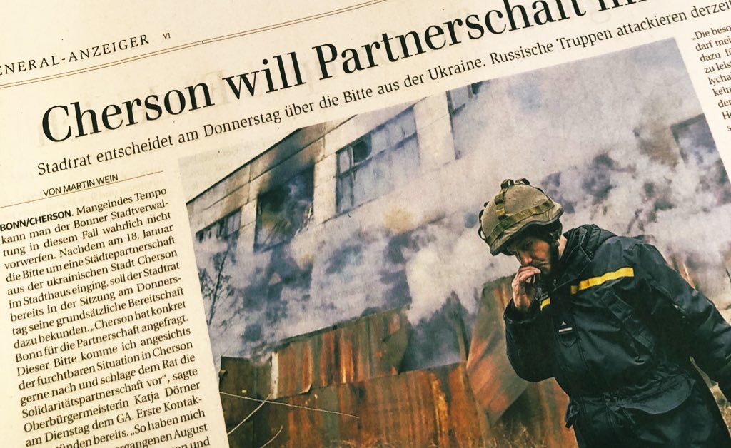 Katja Dörner (@katjadoerner) on Twitter photo Uns ist die Herausforderung einer Partnerschaft mit einer Frontstadt bewusst, aber die schwierige Lage darf gerade kein Grund sein, auf die erbetene Unterstützung zu verzichten - im <a href="/gabonn/">General-Anzeiger</a> zur Solidaritätspartnerschaft mit Cherson #StandWithUkraine 💙💛 ga.de/bonn/stadt-bon… Uns ist die Herausforderung einer Partnerschaft mit einer Frontstadt bewusst, aber die schwierige Lage darf gerade kein Grund sein, auf die erbetene Unterstützung zu verzichten - im <a href="/gabonn/">General-Anzeiger</a> zur Solidaritätspartnerschaft mit Cherson #StandWithUkraine 💙💛 ga.de/bonn/stadt-bon…