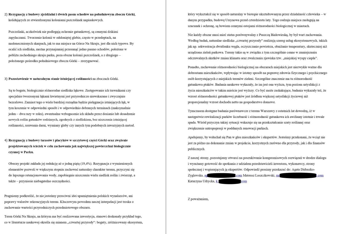 agatadiduszko's tweet photo. Dzielnica Ursynów forsuje inwestycję której nie chce nikt, bo zniszczy przyrodę i jest sprzeczna z oficjalną polityką Prezydenta @trzaskowski_ (przypominam: szefa komisji ŚRODOWISKA w Komitecie Regionów UE) - w #listotwarty proponujemy 4 zmiany w inwestycji narzecz 🌳🌿🐦
#dasię? https://t.co/ityoHE9QVa