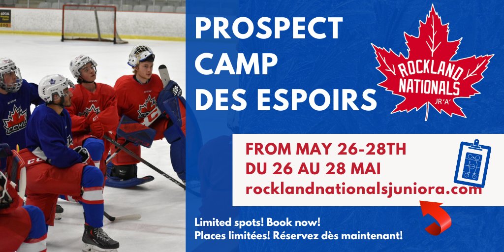 RocklandNatsJrA's tweet photo. The Rockland Nationals Junior ‘A’ Hockey Club invites players born between 2003-2007 to its Prospects Camp. Le National de Rockland invite les joueurs nés entre 2003 et 2007 à son camp d'espoirs. 
More infos / Plus d'infos : https://t.co/bMcLxQYu0B
#WeWillRockYou #GoNatsGo https://t.co/FRkFcCtQwd