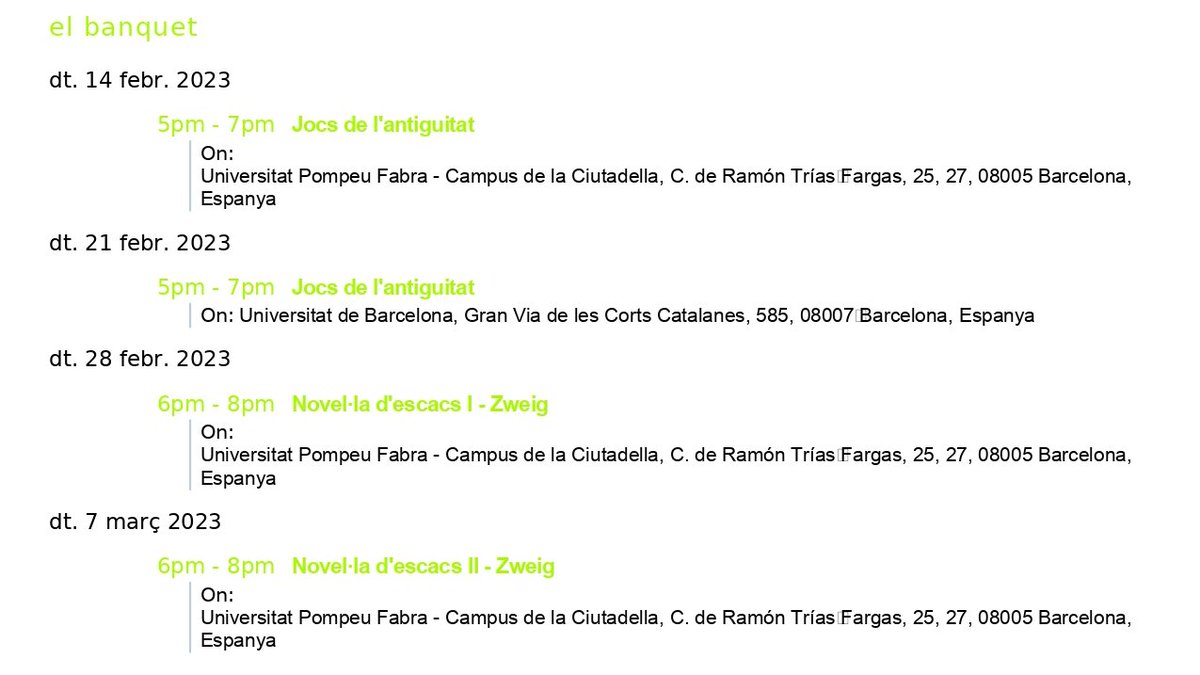 Quantes activitats que hem organitzat per aquest 2n trimestre!! 🥶💚
Per organitzar-vos, us deixem l'enllaç del calendari i si us hi subscriviu, n'anireu rebent informació: calendar.google.com/calendar/u/0?c…