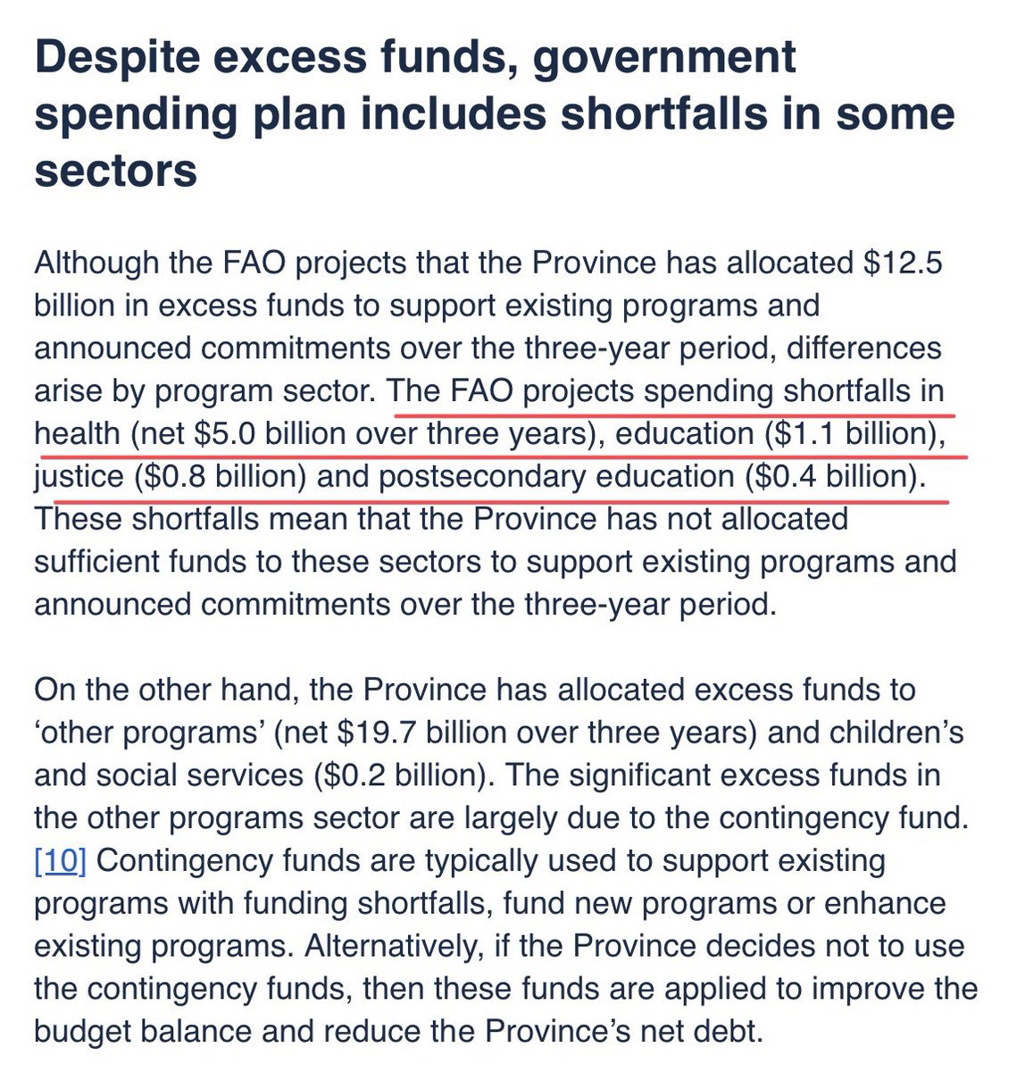 bowker_john's tweet photo. The Ford government is underfunding healthcare &amp; education programs by billions of dollars, while hoarding cash in a contingency fund to be used for unknown purposes, says Ontario’s Financial Accountability Officer https://t.co/1bS0Ag6lTn #onpoli https://t.co/IyfKL0UxbK