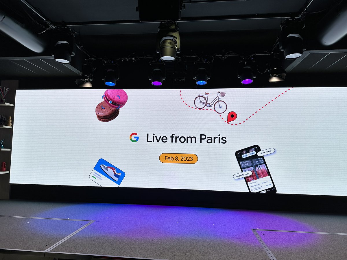 DamienLicata's tweet photo. En direct de chez Google France cet après-midi pour une keynote mondiale sur l’IA et une réponse à #ChatGPT ? Le calendrier a été apparemment bousculé. https://t.co/tQaZ7AcqNE
