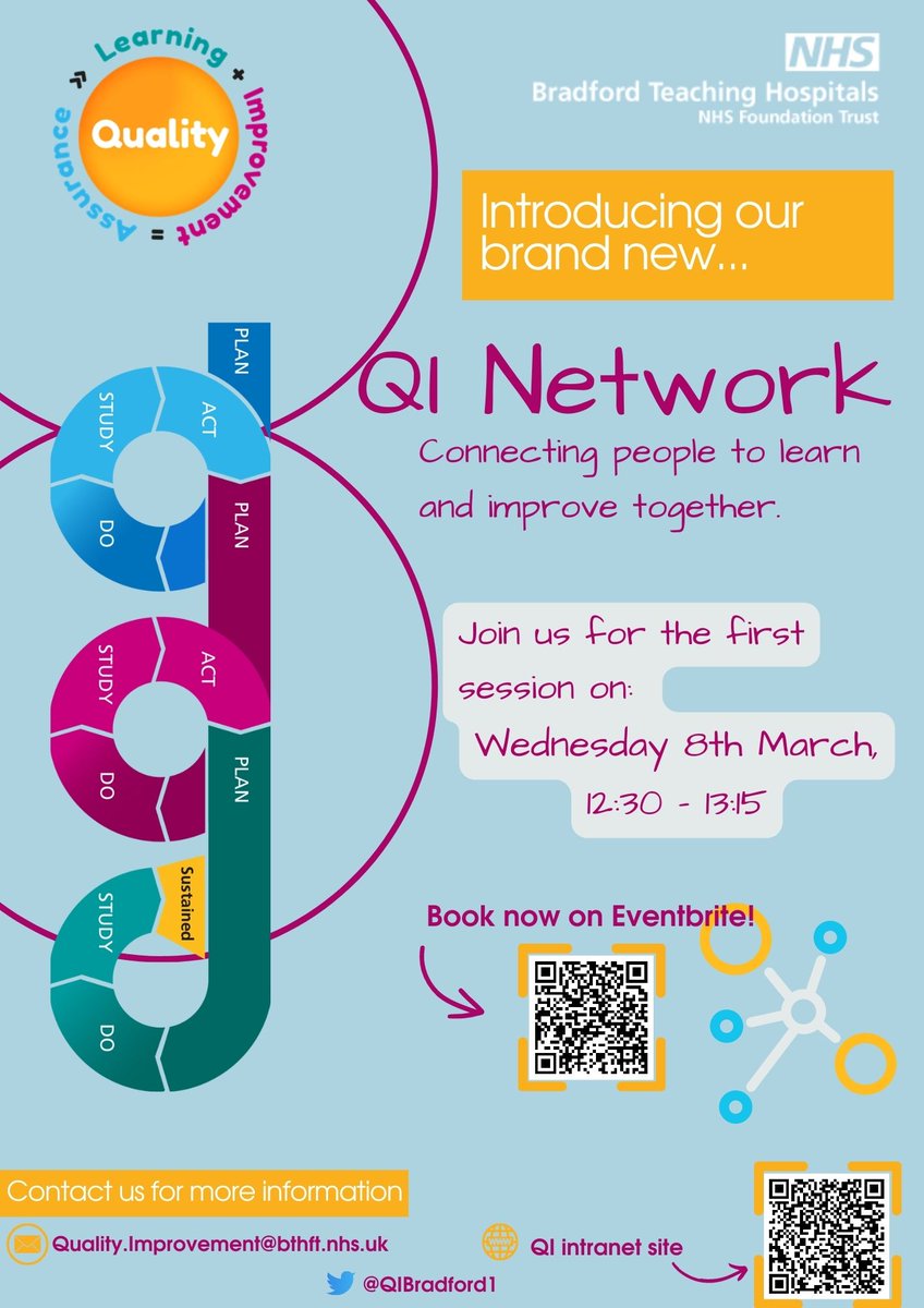 BTHFT Quality Improvement Team (@qibradford1) on Twitter photo ๐We are excited to launch our brand new QI Network for <a href="/BTHFT/">Bradford Teaching Hospitals NHS FT</a> staff! Open to all those who have an interest in improvement and want to share and learn together!๐
Please book here๐
tinyurl.com/ccpkfcdf
<a href="/BTHFT_OTS/">BTHFT_OTS</a> <a href="/BTHFT_OMS/">๐ BTHFT OMS Programme ๐</a> @Mel_Pickup <a href="/karendawber/">Prof Karen Dawber ๐</a> <a href="/ChiefNurseTeam1/">@ChiefNurseTeamBradford ๐</a> <a href="/BthftQ/">@BTHFT_QualityTeam๐๐๐ก</a> ๐We are excited to launch our brand new QI Network for <a href="/BTHFT/">Bradford Teaching Hospitals NHS FT</a> staff! Open to all those who have an interest in improvement and want to share and learn together!๐
Please book here๐
tinyurl.com/ccpkfcdf
<a href="/BTHFT_OTS/">BTHFT_OTS</a> <a href="/BTHFT_OMS/">๐ BTHFT OMS Programme ๐</a> @Mel_Pickup <a href="/karendawber/">Prof Karen Dawber ๐</a> <a href="/ChiefNurseTeam1/">@ChiefNurseTeamBradford ๐</a> <a href="/BthftQ/">@BTHFT_QualityTeam๐๐๐ก</a>
