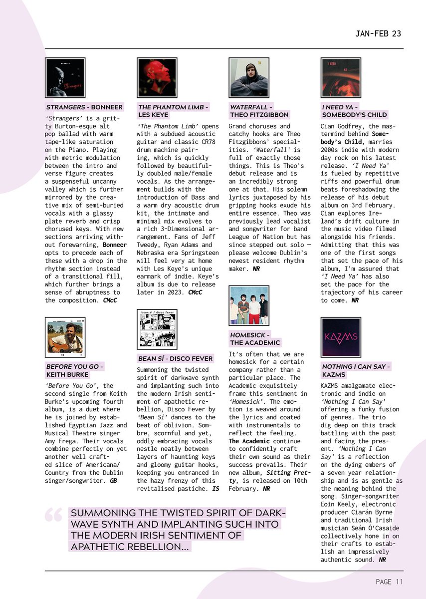 Singles! 
<a href="/itspetergabriel/">Peter Gabriel</a> <a href="/salamay_music/">Salamay</a> <a href="/Youngfathers/">Young Fathers</a> <a href="/PerryBlakeSings/">Perry Blake</a> <a href="/CruachanClan/">CruachanKeith</a> @middleagesband <a href="/TheRealBonneer/">Bonneer</a> <a href="/keithaburke/">Keith Burke Official</a> <a href="/Arad_Studio/">Les Keye Music (Arad Studios)</a> <a href="/FitzgibbonTheo/">Theo Fitzgibbon</a> <a href="/TheAcademic/">The Academic</a> <a href="/SomebodysChild1/">Somebody's Child</a> <a href="/KAZMSMUSIC/">KAZMS</a>