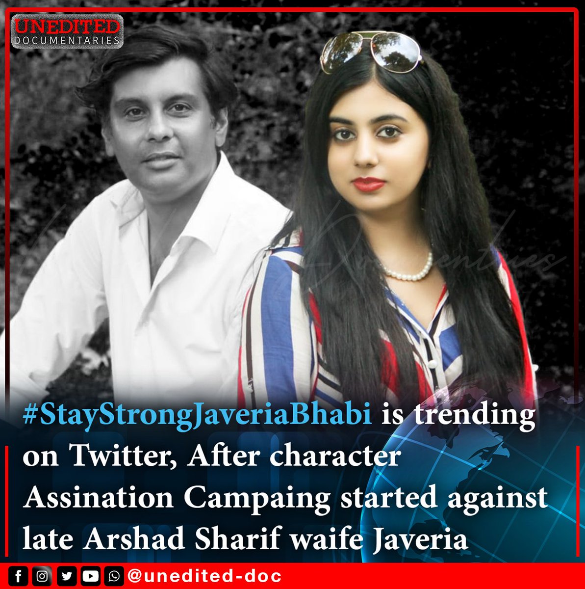 unedited_Doc's tweet photo. We strongly condemn the filthy cyber bullying against
@javerias Bhabhi. A lot of respect for Arshad Sharif Shaheed and his family. #JusticeForArshadSharif
#StayStrongJaveriaBhabhi #unedited_doc #ArshadSharif #ArshadSharifShaheed https://t.co/oiSWSfpdN1
