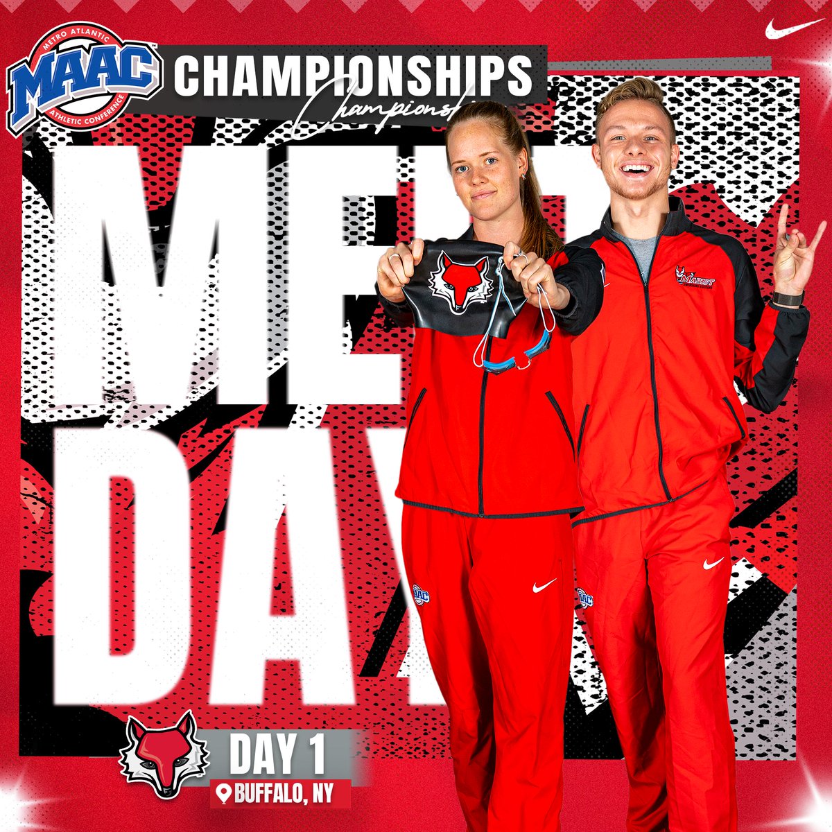 It's MAAC Championship Meet Day!!! Meet Day ‼️🦊 Today begins Day 1 of the 4 day championship and the Red Foxes final competition of the season. 📍Buffalo, NY ⏰All Day