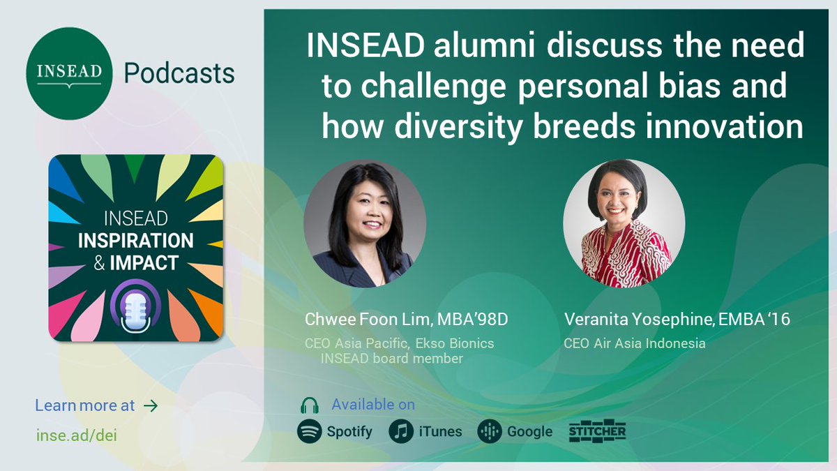What are the challenges as one of the first and only female professional airline #CEOs? Find out as Chwee Foon Lim MBA‘98D speaks to Veranita Yosephine EMBA’16. Listen to the episode here: open.spotify.com/episode/1zh2gZ…

#podcast #outreachandimpact #thebusinessschoolfortheworld