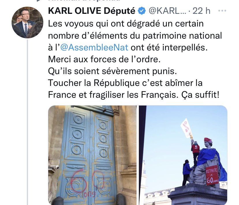 DrSabrinaaurora's tweet photo. - mort après 44 h d’attente aux urgences =OK
- virer 1000 salariés après avoir gagné 10 milliards =OK 
- Plusieurs enfants dont un bébé de 5 mois morts à la rue en 2022 =OK

- un collectif écrit avec de la craie et ruban s/ une statue = Abimer la France et fragiliser les français https://t.co/tNRa2OwX0V