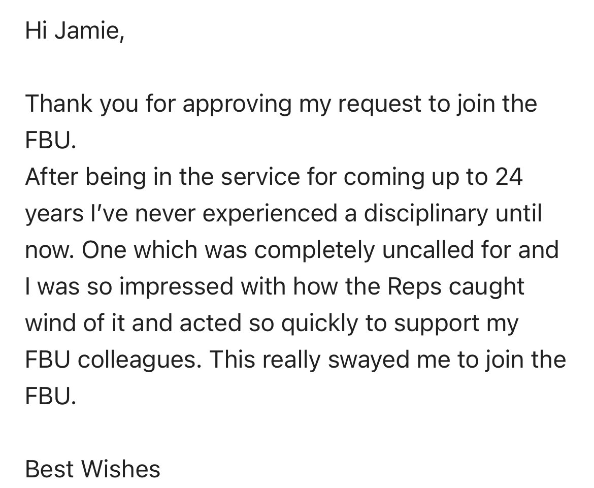 The work we do doesn’t go unnoticed! Off of the back of supporting 7 of our members in a disciplinary, a member of another rep body joined us today.  <a href="/HIOWFBU/">HIOW FBU</a> <a href="/FbuSouthern/">FBU Southern Region 12</a> #solidarity #whatdoestheuniondoforme #support #notjusttablebanging