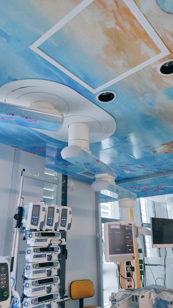Cuando estás ingresad@ en la UCI de pediatría  del hospital <a href="/SonEspases/">HU Son Espases</a>  puedes ver este techo- cielo tan inspirador y entretenido
#humanizacionIB