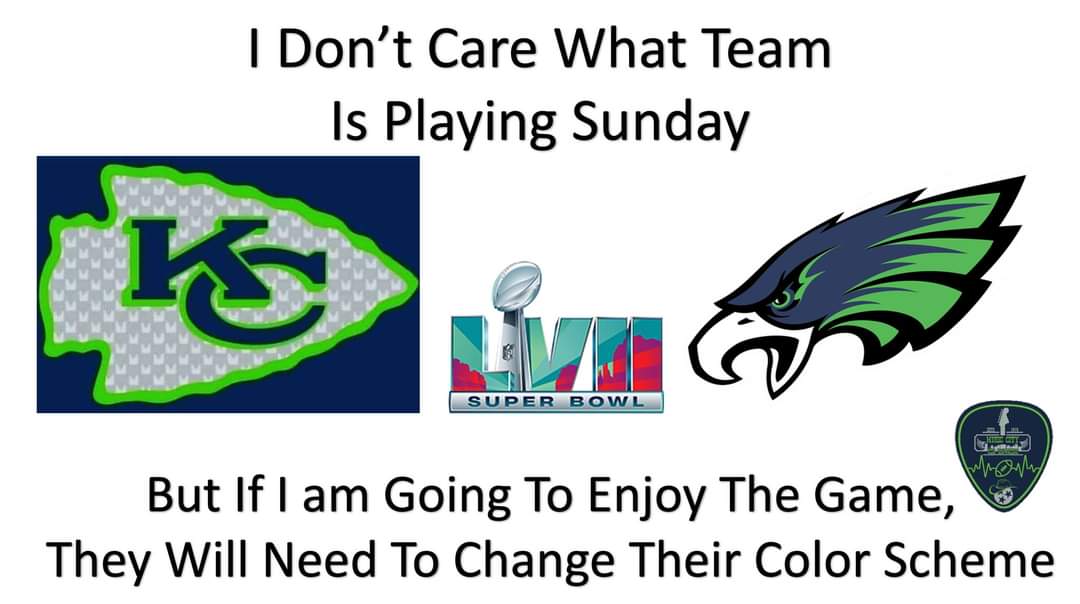 Music_City_SH's tweet photo. I think both teams look better in Blue and Green anyways #SuperBowlMeme #GoSeahakwks https://t.co/UKVanKc4OS