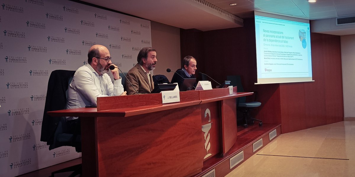 farmaceuticsbcn's tweet photo. 🟢Avui al COFB aprofundim sobre les noves incorporacions al panorama actual del tractament de la dependència al tabac🚭. Estem parlant sobre la #citisina i coneixent les possibilitats i beneficis de la implementació del  Programa de Cessació Tabàquica a través de #FarmaServeis https://t.co/egAOcWuwPZ