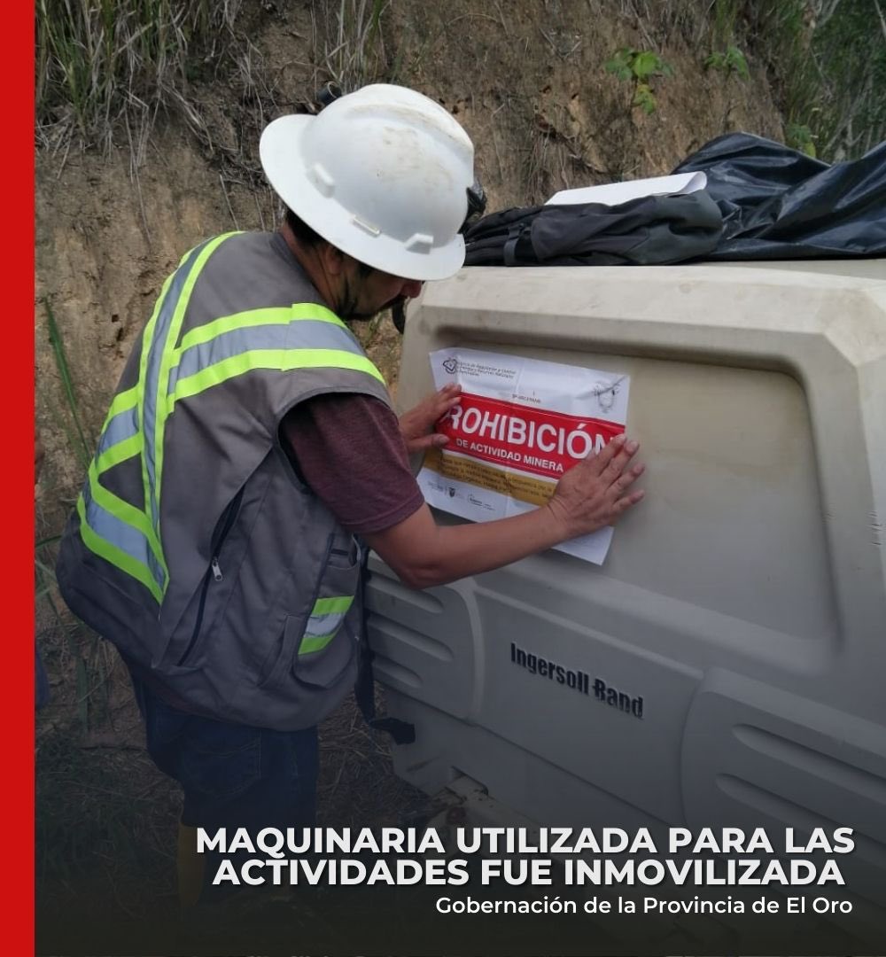 GoberElOro's tweet photo. 📌En #Piñas, personal de la @ARC_EnergiaEc con el acompañamiento de la @CNPPinas junto con @PoliciaEcuador y @FFAAECUADOR ejecutaron un operativo contra minería ilegal en el sector La Bocana.

RESULTADOS
✅Mina ilegal clausurada
✅Sellos de prohibición 
✅Maquinaria paralizada https://t.co/FbRjTWXYoN