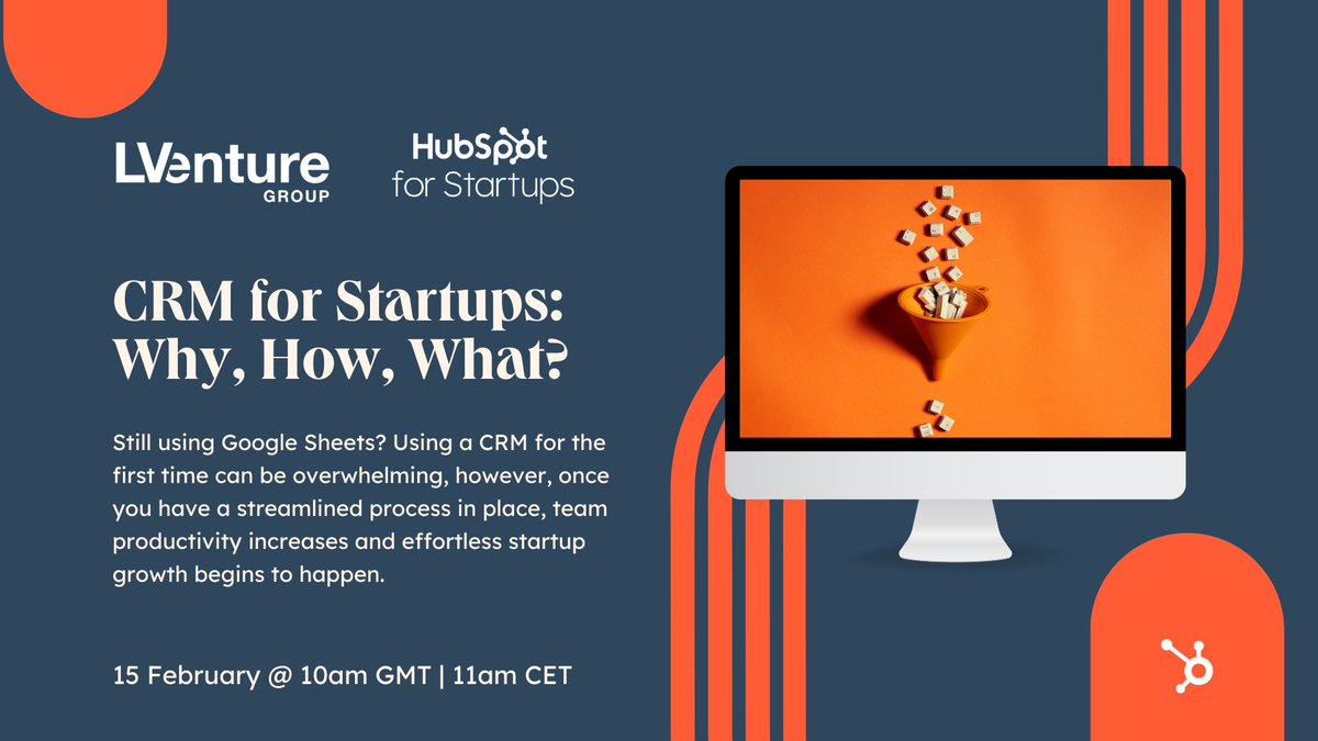 LUISS EnLabs (@luissenlabs) on Twitter photo #SaveTheDate
🗓 February 15 | 10am GMT | 11am CET
Join <a href="/HubSpotStartups/">HubSpot for Startups</a> and LVenture Group for the 2nd Session to learn how to use a CRM to unlock effortless growth for your startup.
Register here: bit.ly/3WgNOLq #SaveTheDate
🗓 February 15 | 10am GMT | 11am CET
Join <a href="/HubSpotStartups/">HubSpot for Startups</a> and LVenture Group for the 2nd Session to learn how to use a CRM to unlock effortless growth for your startup.
Register here: bit.ly/3WgNOLq