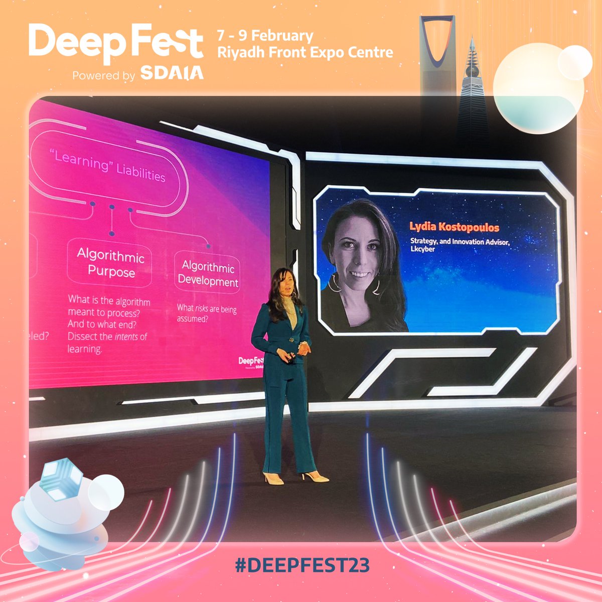 Dr. Lydia Kostopoulos (Strategy and Innovation Advisor, Lkcyber) is now talking about: 'Decoupling human characteristics from algorithmic capabilities'. 

Check out more of DeepFest here: loom.ly/jItaGIY 
@SDAIA_SA @deepfestai

#PoweredBySDAIA #DeepFest23 #LEAP23