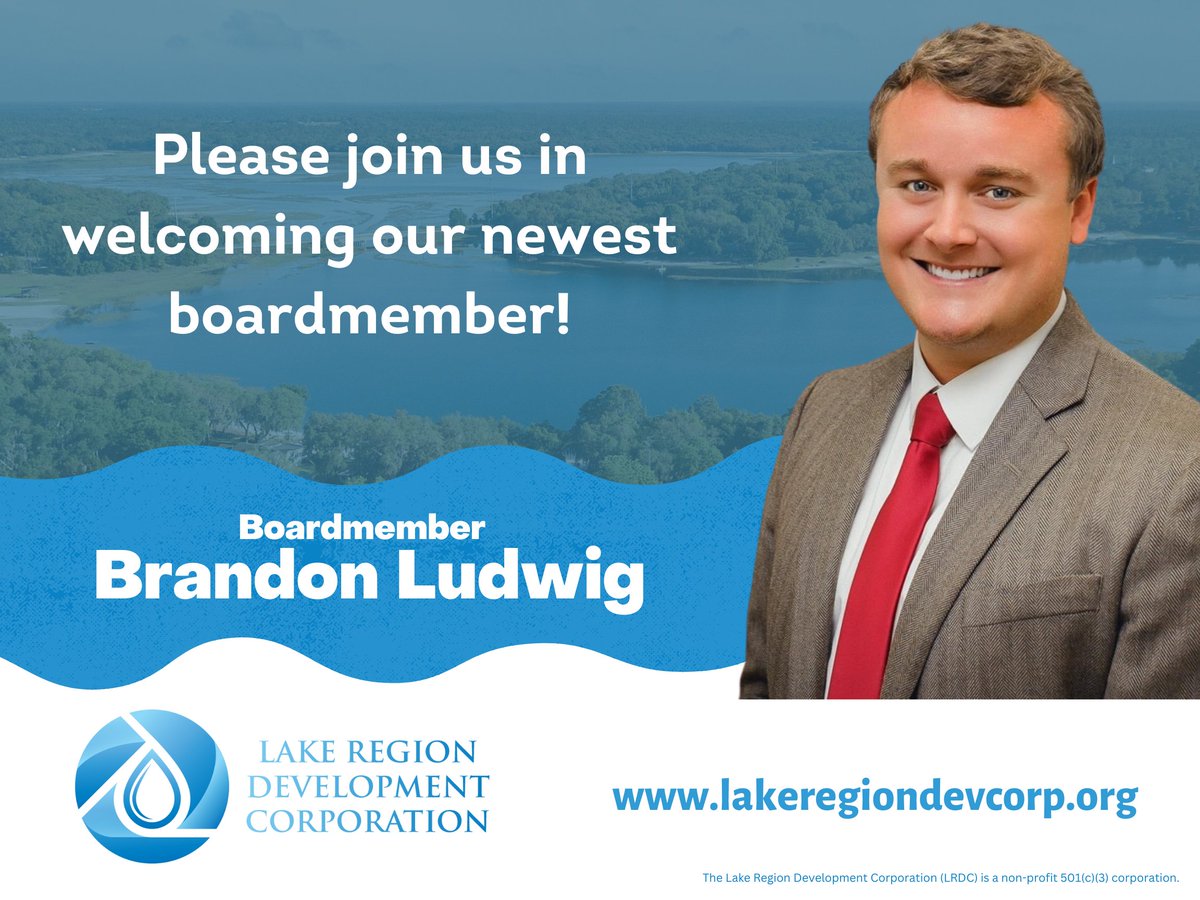 LakeRegionDev's tweet photo. Please join us in welcoming our newest board member @brandonludwig_. 

Brandon serves as Community Services Director for the City of Starke and owns a small business that has assisted in marketing the Lake Region. https://t.co/zEQqdCRphv