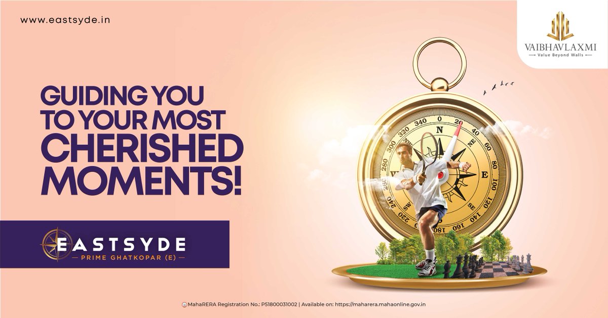 VaibhavlaxmiDe1's tweet photo. Exceptionally #ElegantLiving with a wide range of #Conveniences is always a pleasure. #Eastsyde's #Indoor &amp; #OutdoorActivities will make your life more adventurous and exciting.

#VaibhavlaxmiDevelopers #Vaibhavlaxmi #LookEast #RisingEast #Amenities #Mumbai #Ghatkopar #RealEstate https://t.co/zU4JMyARdB