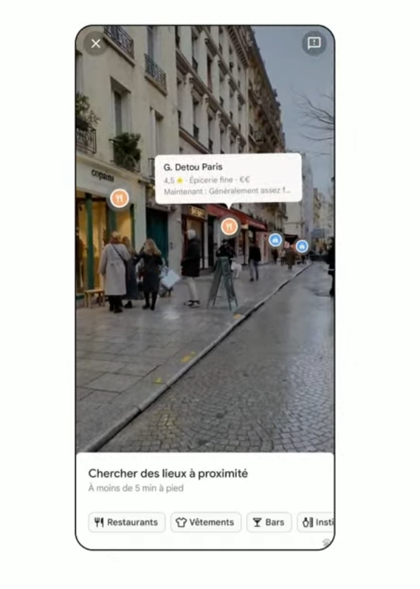 tweetsperdidos's tweet image. #GoogleAI #ImmersiveView #GoogleMaps 
Detectando objetos, lugares, personas, etc. con el móvil, usando data de Google Maps para ubicar lugares (nombres/labels)