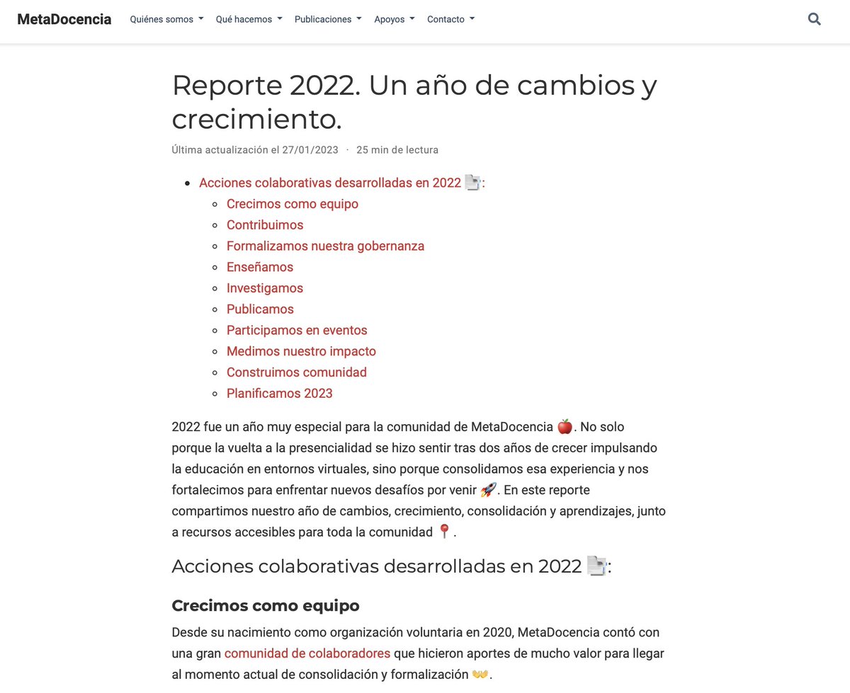 metadocencia's tweet photo. 🍎 ¡Ya está publicado nuestro #Reporte 2022! 
🤩 Teníamos mucho para contar porque fue un año muy especial, de cambios, crecimiento y consolidación 🚀
✨ Aquí va, acompañado de recursos accesibles para toda la comunidad: https://t.co/WryUzCBHTl https://t.co/fajzyCXbrE