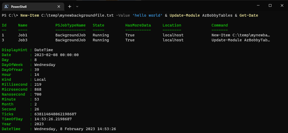I just misspelled a file path in the terminal and accidentally learned that the '&amp;' sign in #PowerShell 6 and later can start background jobs for you 😮

I can finally pretend like I know Linux