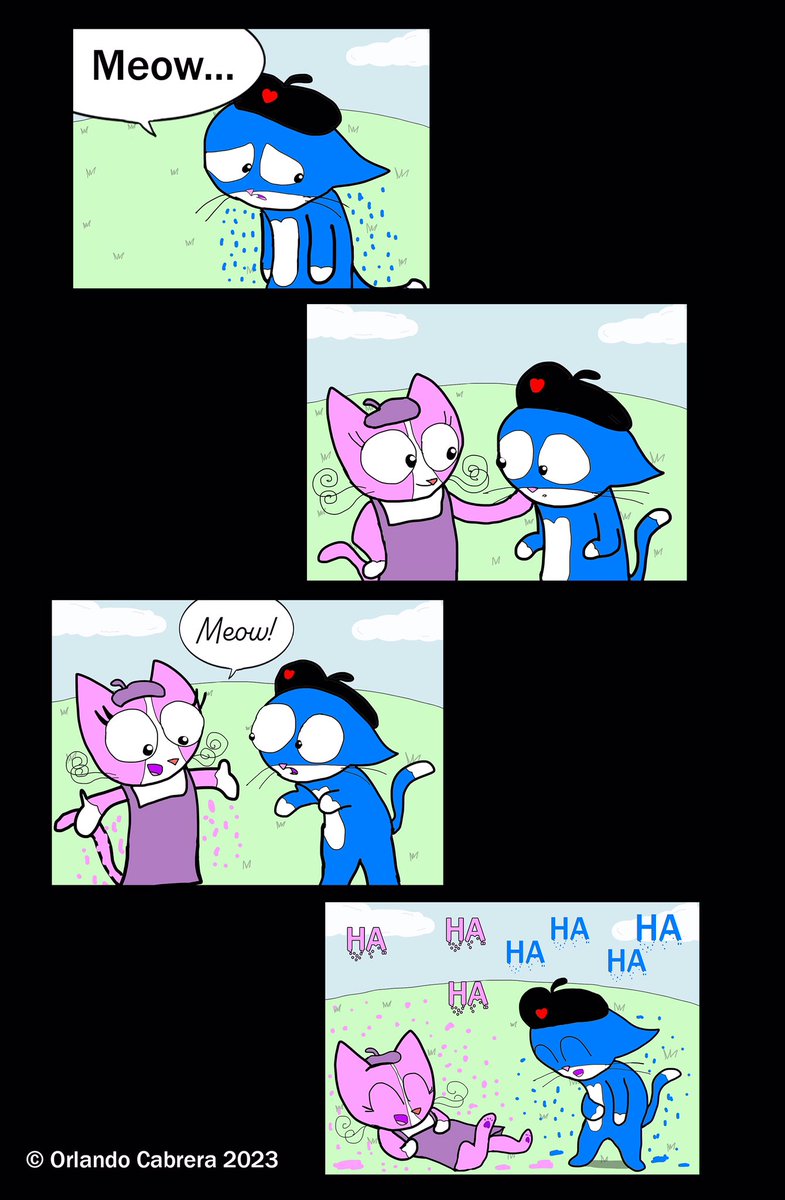 difrancocomics's tweet photo. Valentino decides to approach the mysterious new cat. Will he make a good first impression? #artistsontwitter #art #digital #digitalart #comics #comicstrips #comicstrip #webcomic #comicsoftwitter #comicsontwitter #romance #love #valentinesday #happyvalentinesday https://t.co/POJ6ex70J4