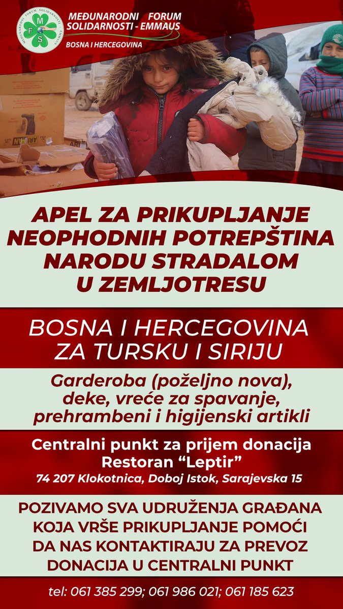 aa_balkans's tweet photo. #MFSEMMAUS pokrenuo apel za prikupljanje potrepština za narod #Turkiye i #Sirija https://t.co/PeGm86YaYj https://t.co/bQzgGswE6u
