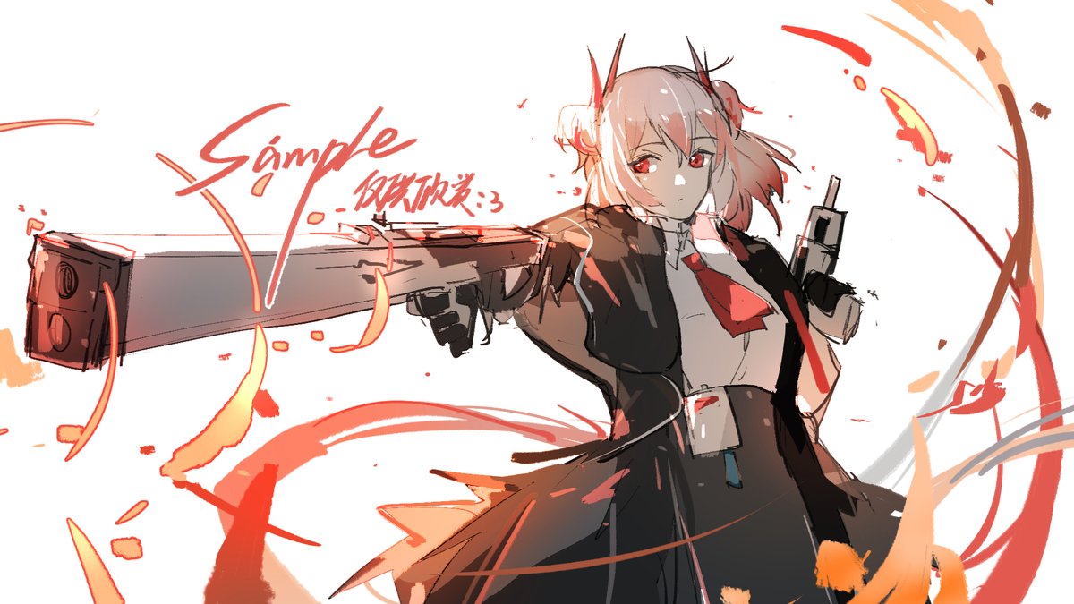 1girl gun weapon holding gun holding weapon holding solo  illustration images
