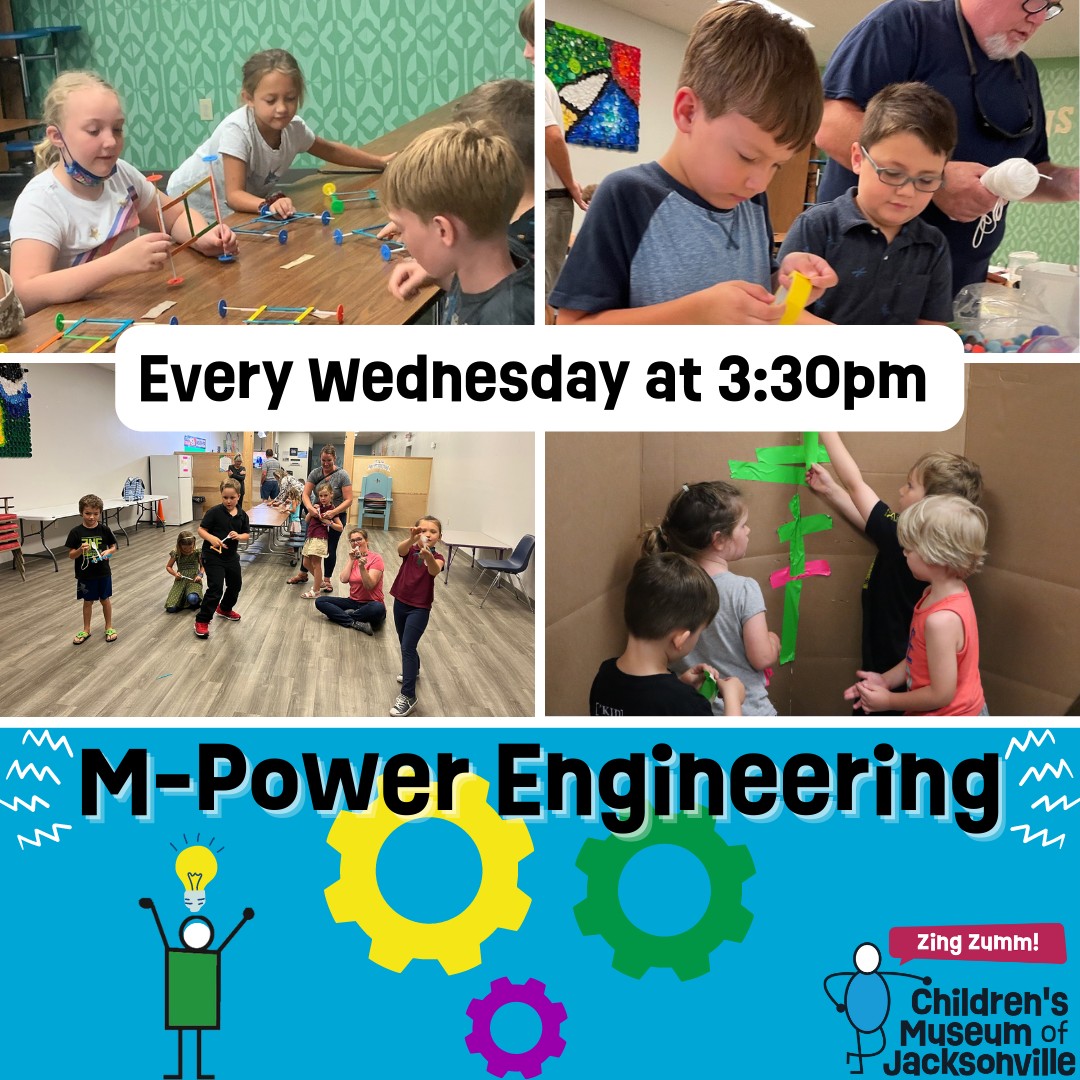 Get ready to go on a wild engineering adventure with M-power this Wed. at 3:30pm! We'll be building pulleys &amp; learning about how they help collect goldfish crackers - it's gonna be a fun one 🤩#ZingZumm #MPowerEngineering #Pulleys
