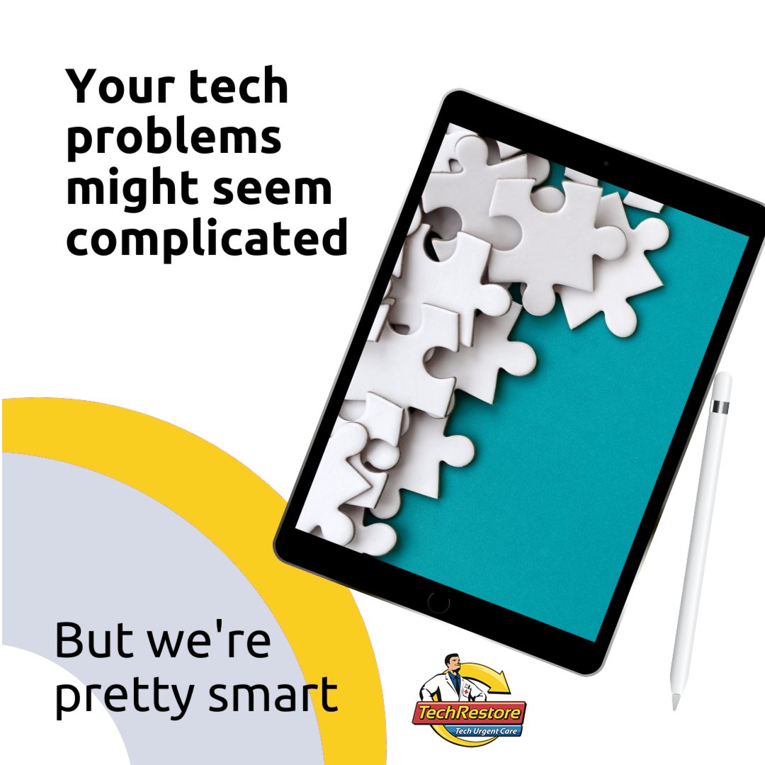 TechRestore (@techrestore) on Twitter photo Fixing complicated tech problems is our specialty. If you have tried everything to fix your problem bring your device into TechRestore. Stay calm your friendly neighborhood Tech doctors are here to help. Fixing complicated tech problems is our specialty. If you have tried everything to fix your problem bring your device into TechRestore. Stay calm your friendly neighborhood Tech doctors are here to help.