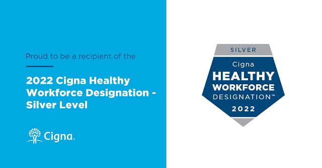 We’re honored to receive the silver level @Cigna Healthy Workforce Designation for our continued commitment to employee well-being. #CignaHWD