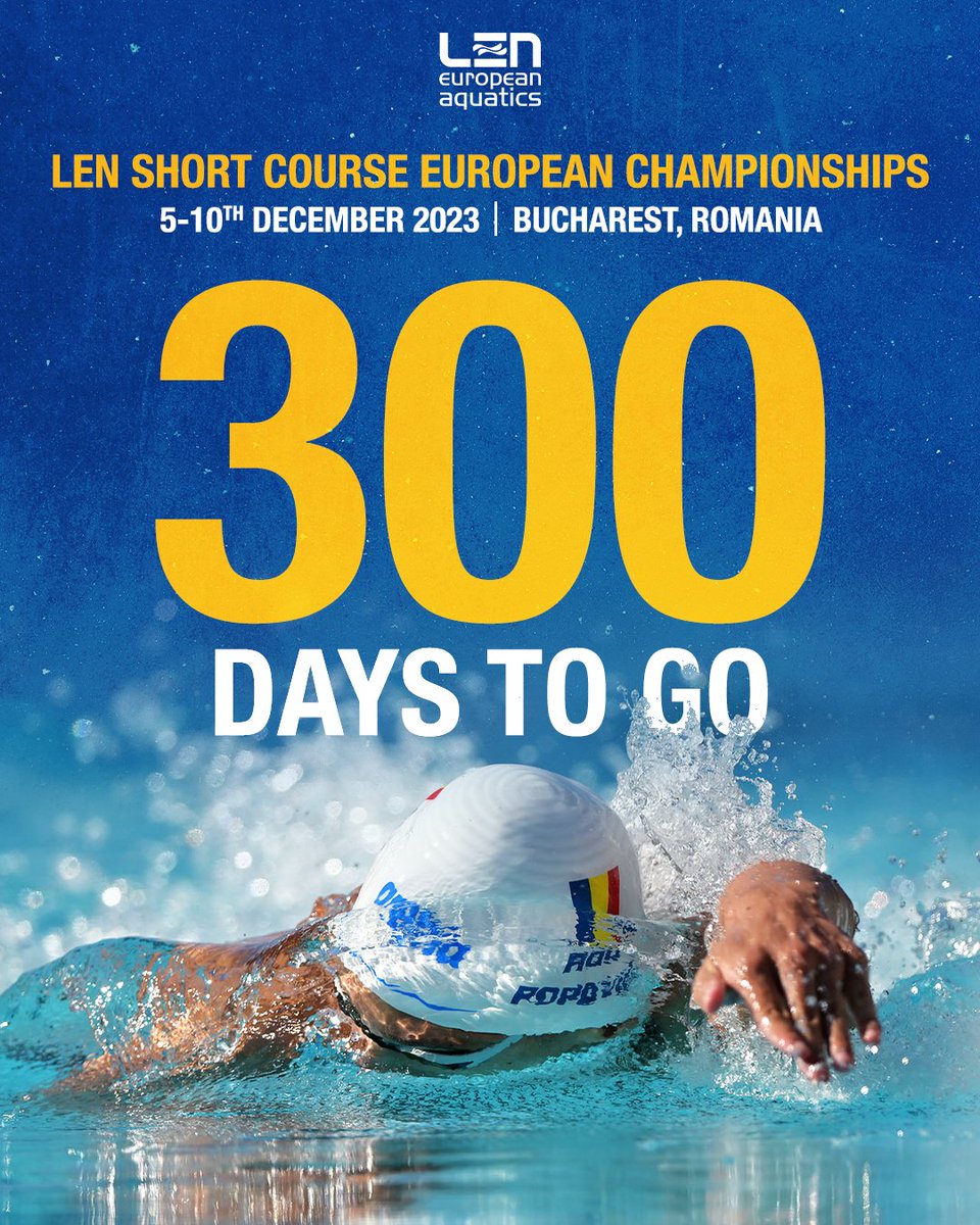 𝟯𝟬𝟬 days to go 🏊‍♂️ The LEN Short Course European Championships is set for the 5th-10th December. Save the date! 🗓 See the full #swimming calendar on LEN.eu 🔗