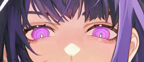 raiden shogun 1girl solo purple hair purple eyes mole under eye bangs looking at viewer  illustration images
