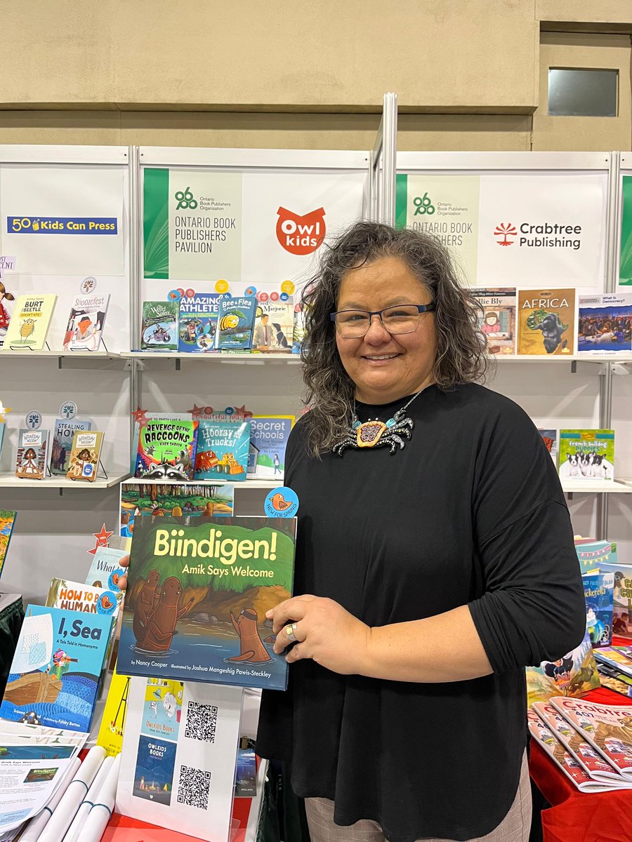 One of our favorite parts of #OLASC23 was being able to share finished copies of our spring books with authors! Check out these photos of @maureenfergus, @sutherlandsuz, @Anna_Humphrey, @Naseemo, and @mostestpoet with their books! @ONLibraryAssoc
