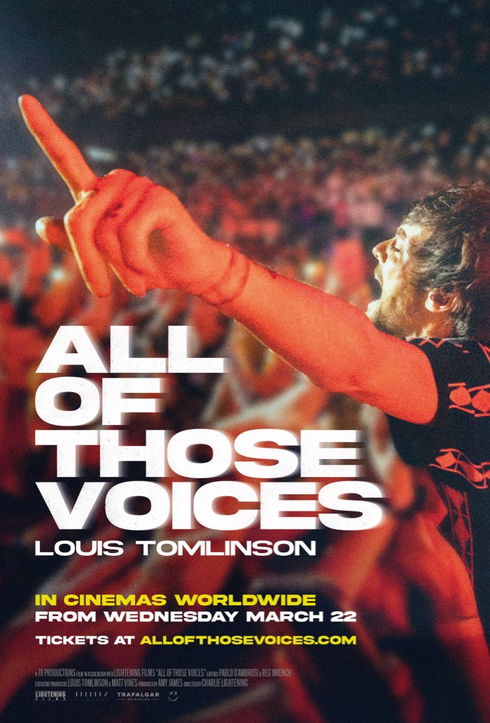 LTMexicoTour's tweet photo. “ALL OF THOSE VOICES”
– El nuevo documental de @Louis_Tomlinson, estará disponible en los cines del mundo el 22 de marzo del 2023. 
Boletos a la venta el 22 de febrero! https://t.co/uEBFP4kYFM