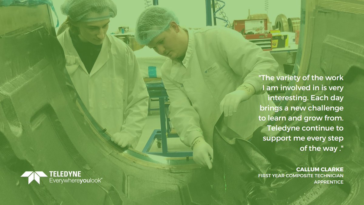 teledynecml's tweet photo. Callum was attracted to the Teledyne Trailblazer Apprenticeship by the opportunity to explore a variety of disciplines and find his niche.  He's developing a strong knowledge of glass &amp; carbon fibre and specialist tooling techniques.
#NAW2023 #apprentice #STEM #teledynecareers https://t.co/fRqjbxxgsa