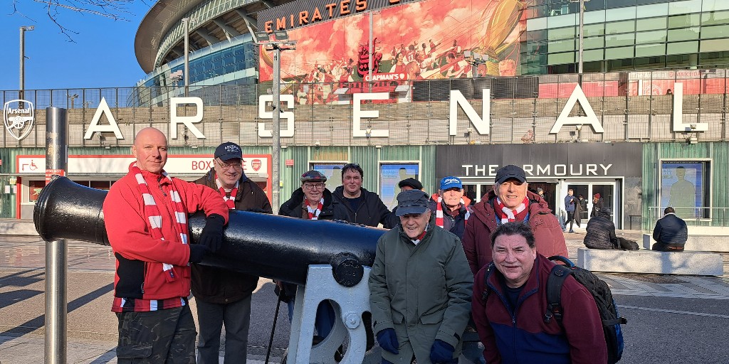 StLukesTrust's tweet photo. The Men’s Shed was invited to the Emirates Stadium. What a fantastic time they had! A huge thank you to Adam Henry and Rhys Ratcliffe for organising the visit and to Samir Singh from Arsenal in the Community for the tour.
@AFCCommunity #arsenalcommunity #southislington https://t.co/r6Ye1F0gGh