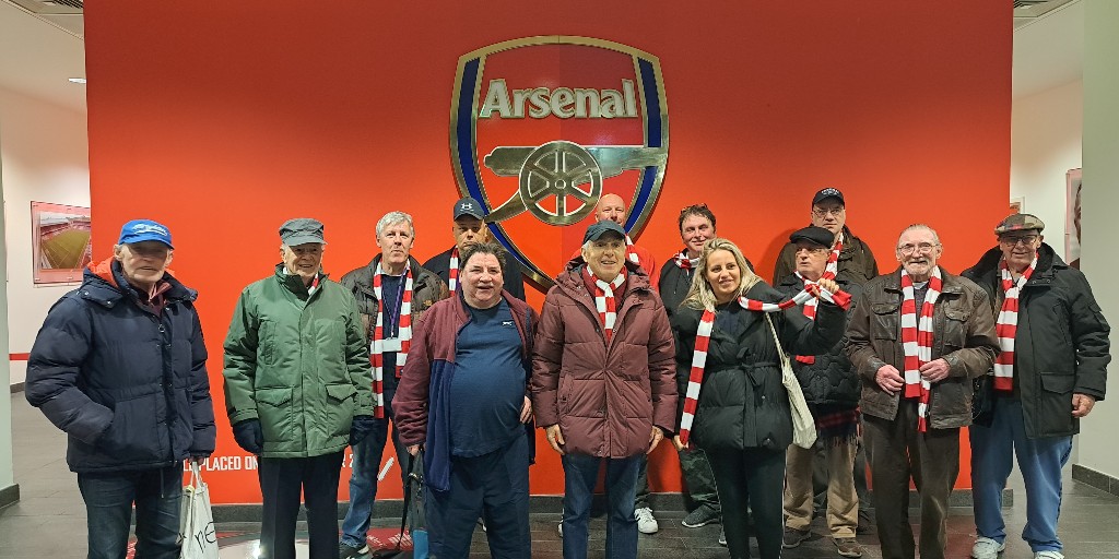 StLukesTrust's tweet photo. The Men’s Shed was invited to the Emirates Stadium. What a fantastic time they had! A huge thank you to Adam Henry and Rhys Ratcliffe for organising the visit and to Samir Singh from Arsenal in the Community for the tour.
@AFCCommunity #arsenalcommunity #southislington https://t.co/r6Ye1F0gGh