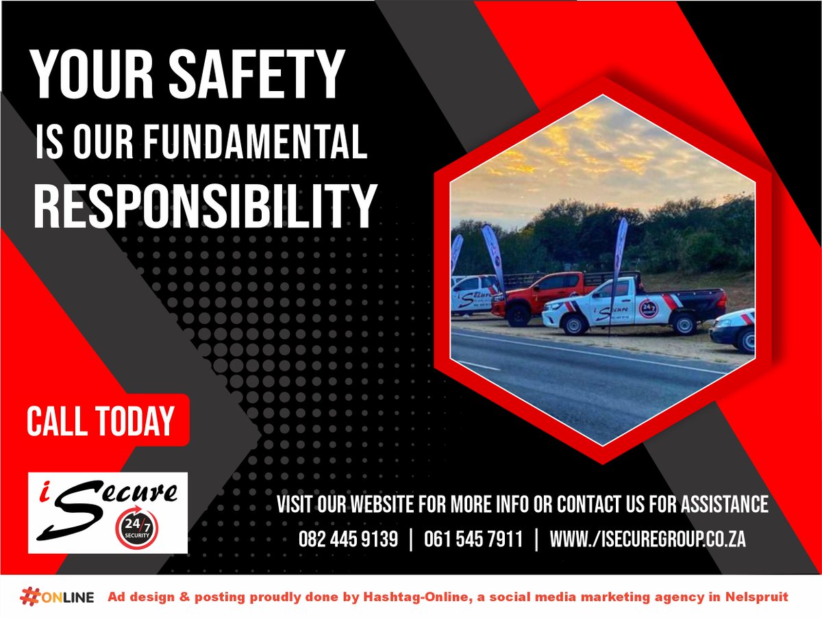 iSecureSecurity's tweet photo. Your safety is our fundamental responsibility.
Web: https://t.co/XJ894xrr75

#isecure #security #securityservice #local #twentyforseven #securityawareness #securitycompany #securityconsultant #info https://t.co/h4fUfOa78k