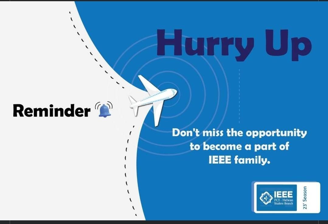 IEEE_FCIHSB's tweet photo. Hurry Up! لنبدأ رحلة جديده بأهداف جديدة بنفكرك أن فاضل أقل من القليل ونقفل باب التقديم وتقدر تقدم
1. AC
2. Logistics 
3. Social Media 
4. Graphic Design
5. HR
6. PR  
https://t.co/hlhYgmOAKE

#Devpath
#IEEE_FCIH
#IEEE https://t.co/oqdUuk2Ie5