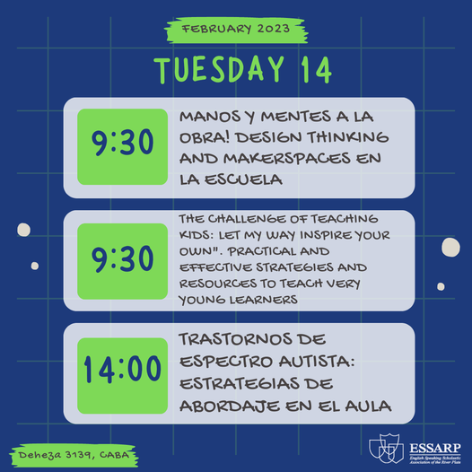 ESSARPCentre's tweet photo. Jornadas de febrero en ESSARP 📅

Martes 14 de febrero

Los esperamos en nuestro nuevo edificio: Deheza 3139, CABA

Link para inscribirse: https://t.co/fomxdM2Jsd

#Jornadasdefebrero
#FebruaryWorkshops
#Deheza3139
#NewPremises https://t.co/wjQtyTaq35